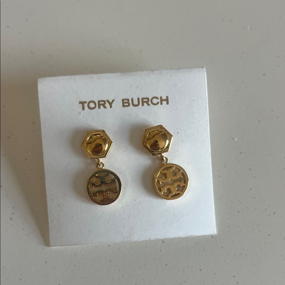 Tory Burch Hexagon Gold Earrings